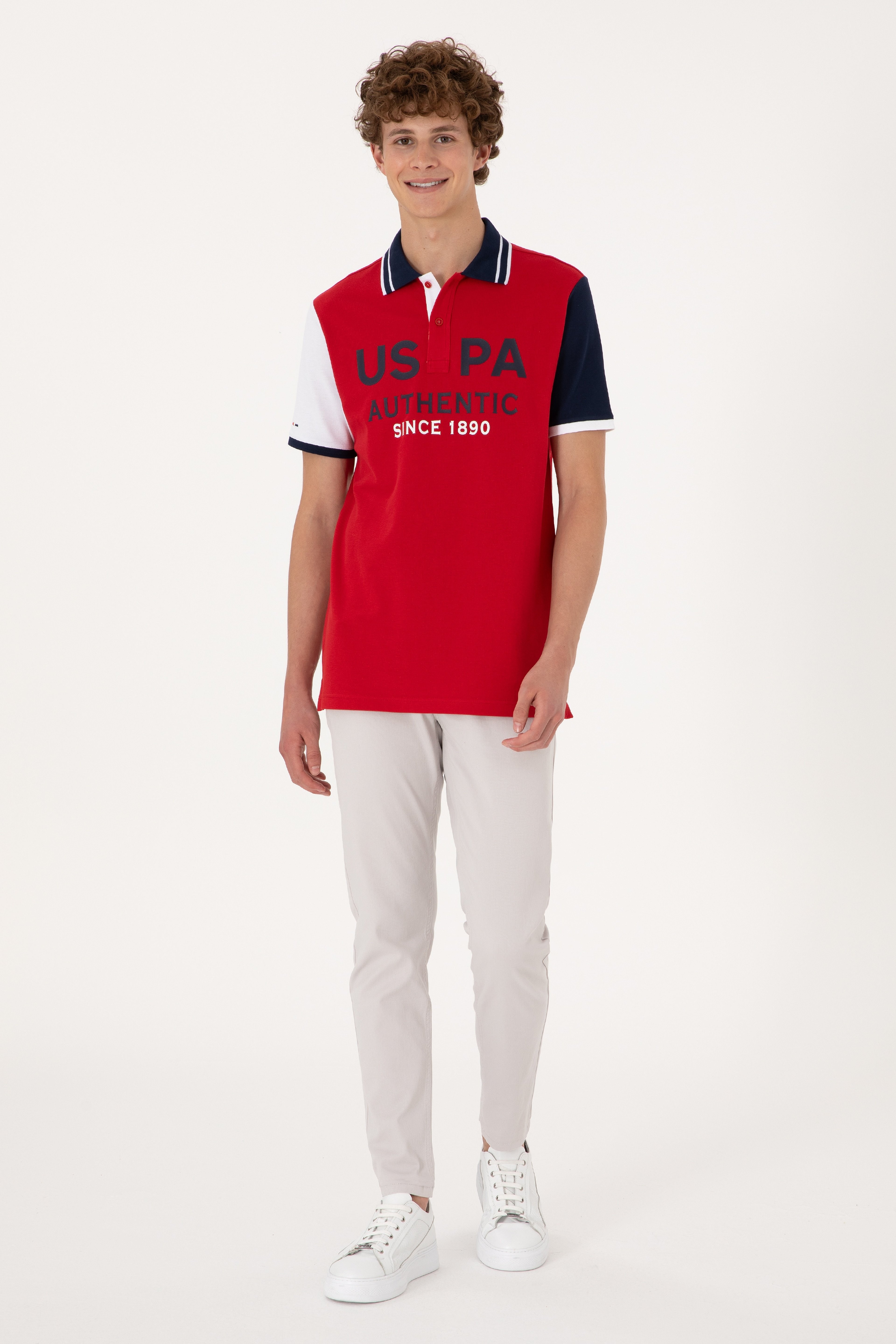 Erkek Regular Fit Kırmızı Polo Yaka Tişört - Image 4