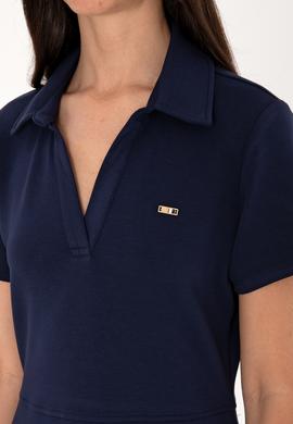 Kadın Lacivert Polo Yaka Mini Boy Örme Elbise - 50299536006