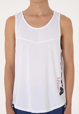 Erkek Regular Fit Bisiklet Yaka Beyaz Kolsuz Tişört - 50299524046