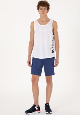 Erkek Regular Fit Bisiklet Yaka Beyaz Kolsuz Tişört - 50299524046