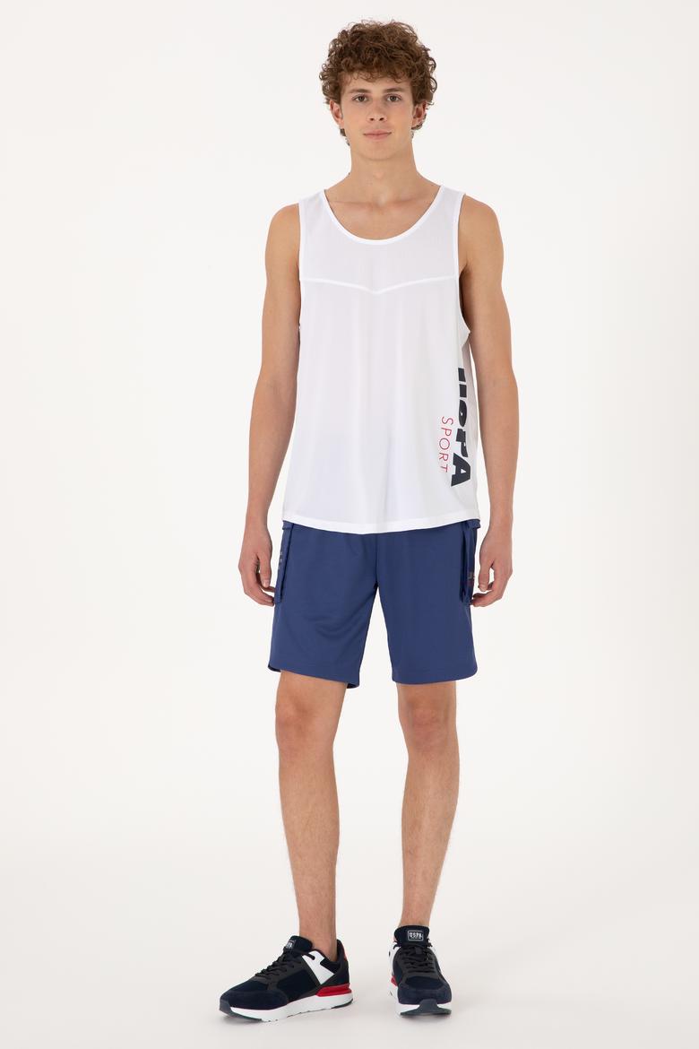 Erkek Regular Fit Bisiklet Yaka Beyaz Kolsuz Tişört - 50299524046