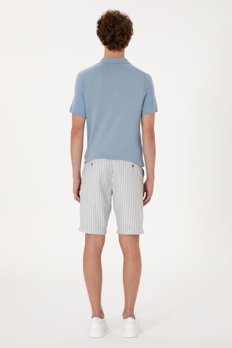 Erkek Açık Gri Dokuma Şort - 50300135062