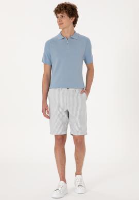 Erkek Açık Gri Dokuma Şort - 50300135062