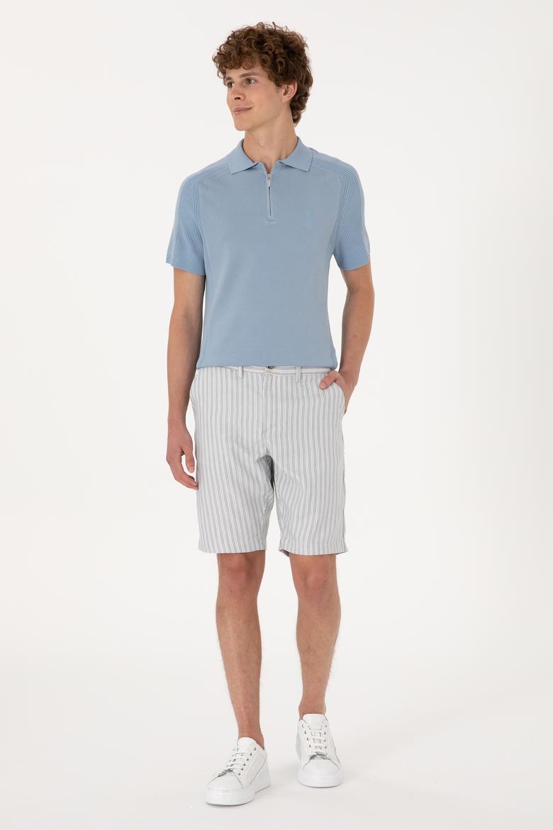 Erkek Açık Gri Dokuma Şort - 50300135062