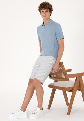 Erkek Açık Gri Dokuma Şort - 50300135062