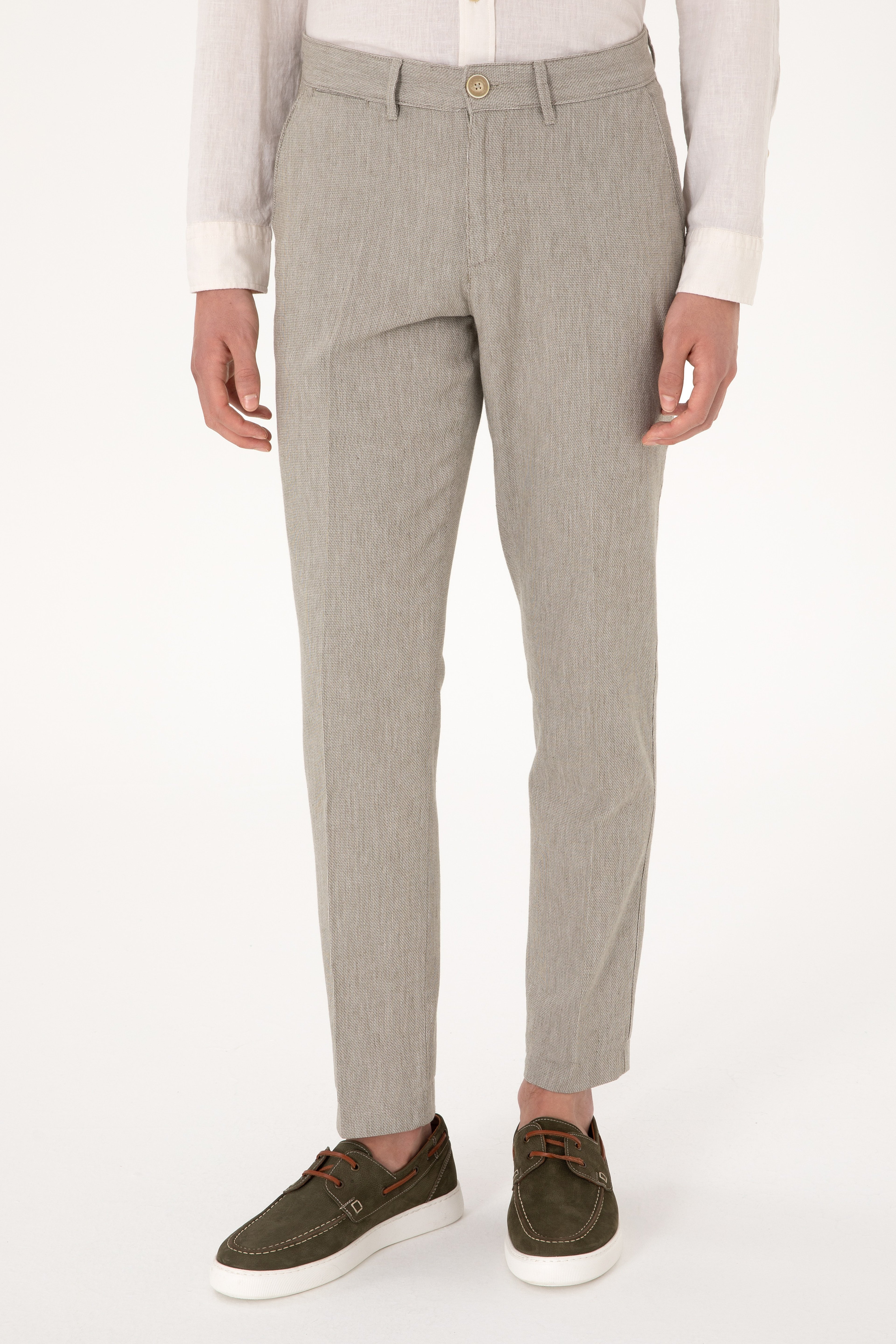 Erkek Slim Fit Su Yeşili Kanvas Pantolon - Image 2