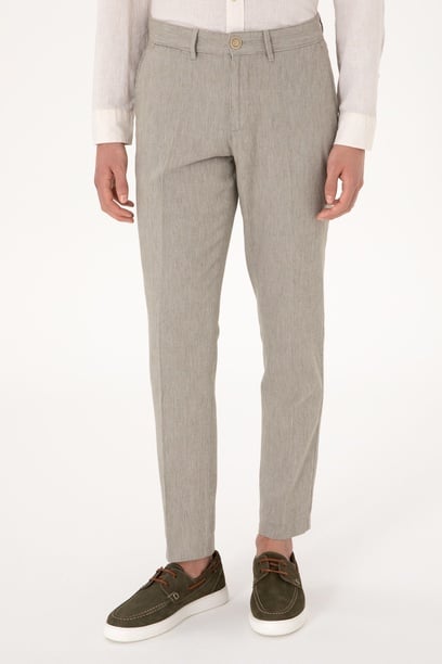 Erkek Slim Fit Su Yeşili Kanvas Pantolon