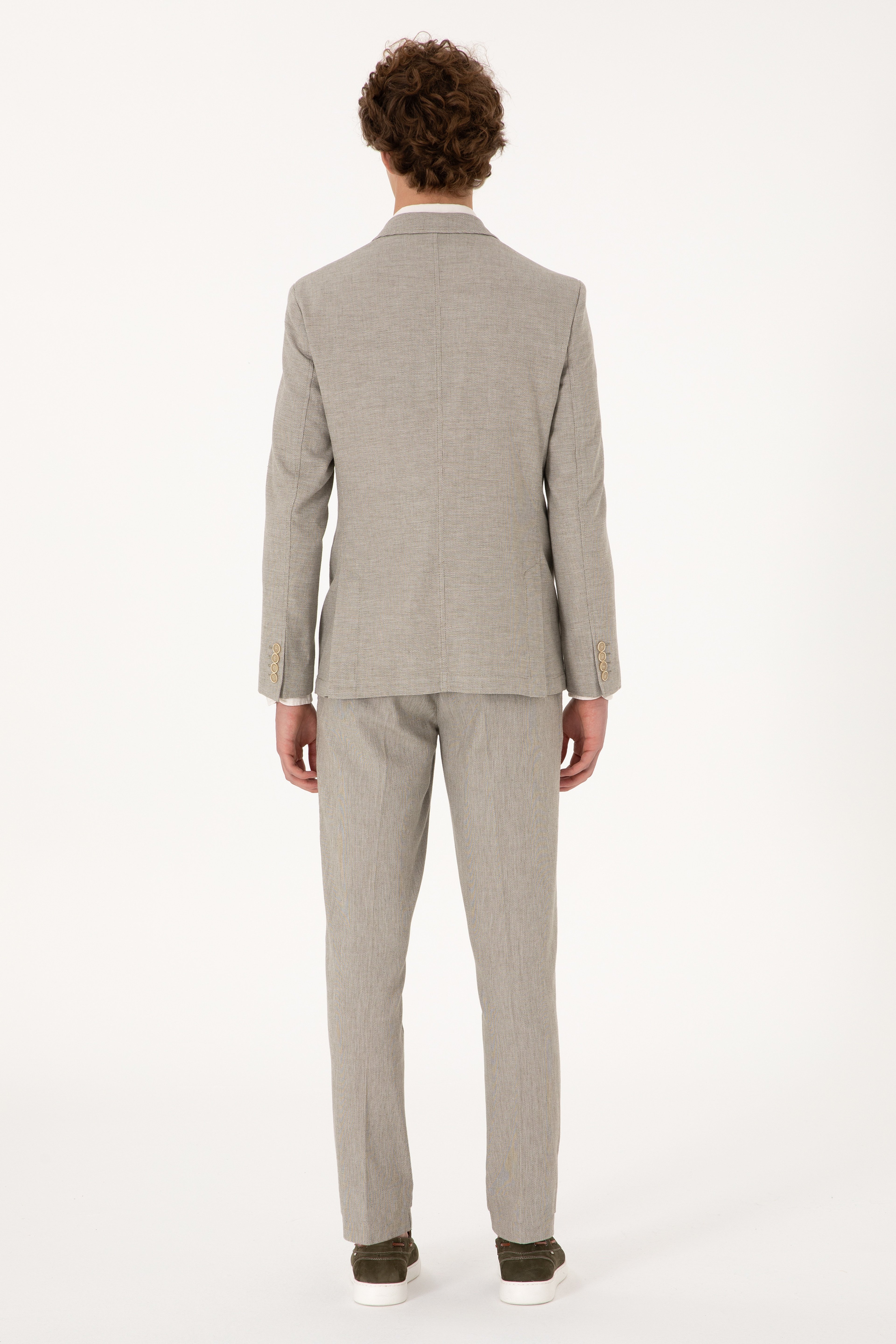 Erkek Slim Fit Su Yeşili Kanvas Pantolon - Image 4
