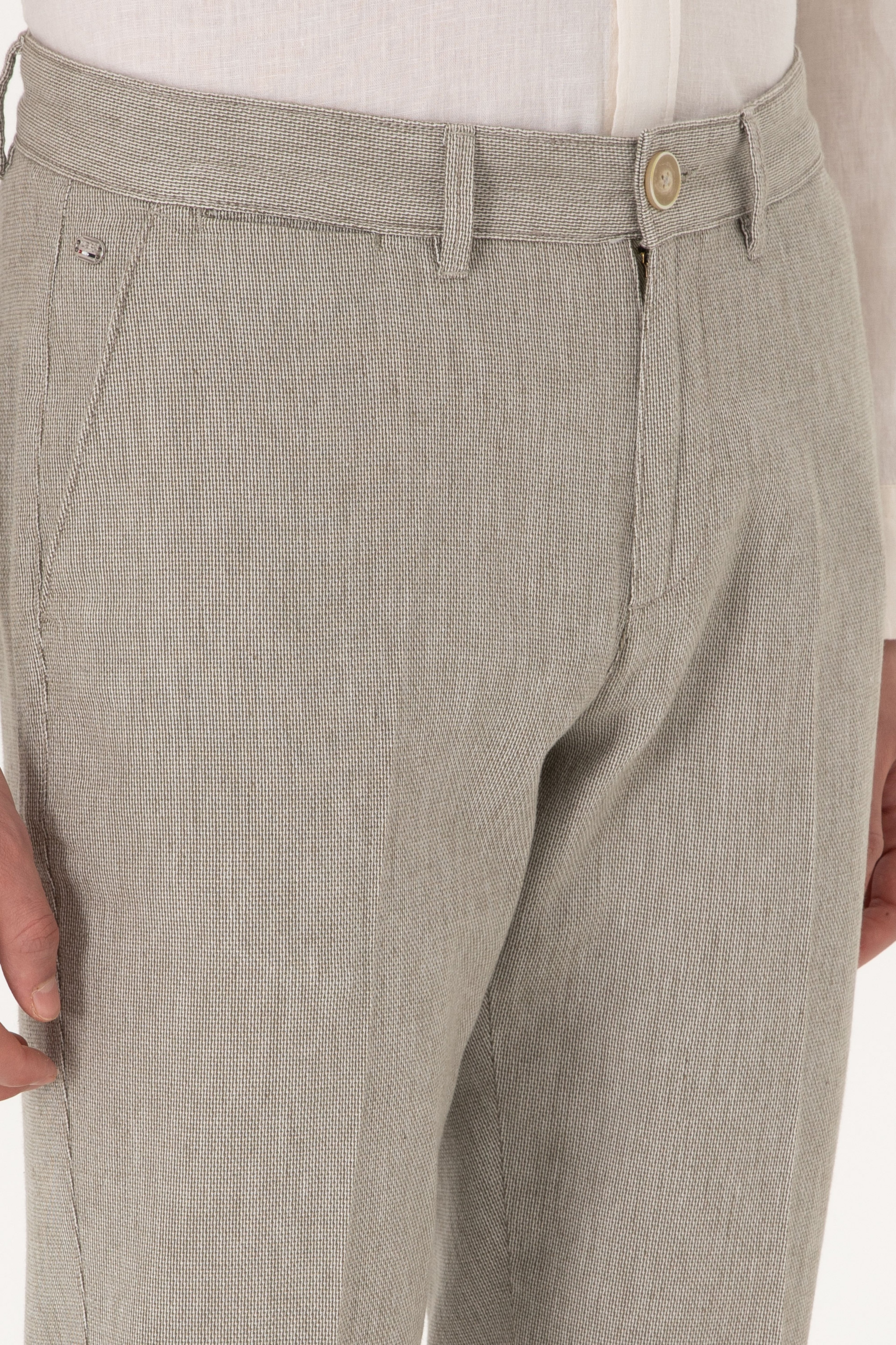 Erkek Slim Fit Su Yeşili Kanvas Pantolon