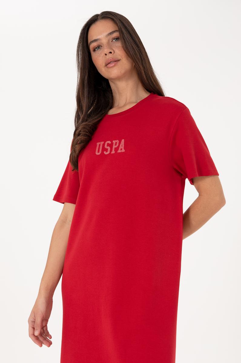 Kadın Kırmızı Bisiklet Yaka Mini Boy Örme Elbise