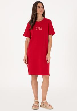 Kadın Kırmızı Bisiklet Yaka Mini Boy Örme Elbise - 50306431023