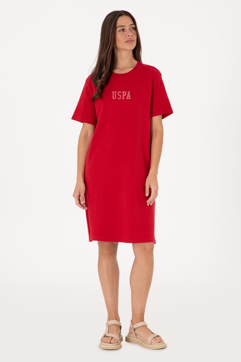 Kadın Kırmızı Bisiklet Yaka Mini Boy Örme Elbise - 50306431023