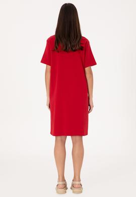 Kadın Kırmızı Bisiklet Yaka Mini Boy Örme Elbise - 50306431023