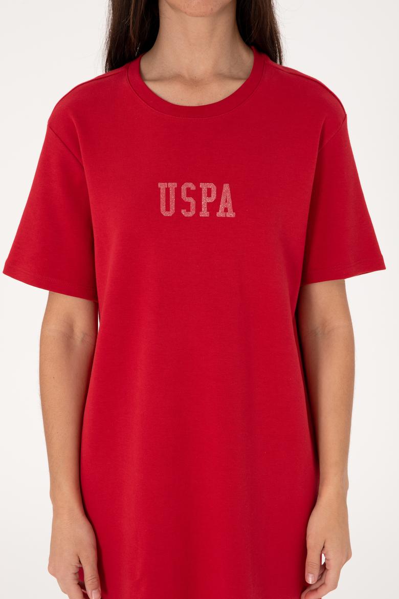 Kadın Kırmızı Bisiklet Yaka Mini Boy Örme Elbise - 50306431023