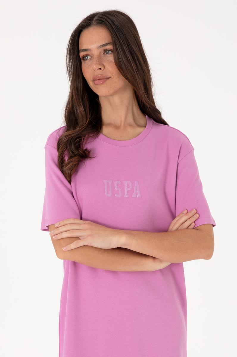 Kadın Fuşya Bisiklet Yaka Mini Boy Örme Elbise