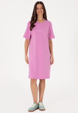 Kadın Fuşya Bisiklet Yaka Mini Boy Örme Elbise - 50306431039