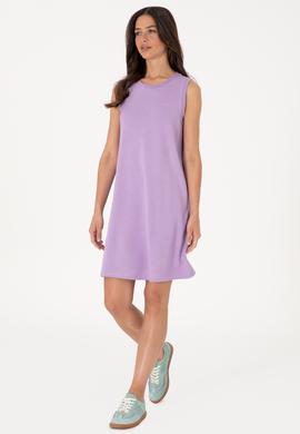 Kadın Lila Kolsuz Bisiklet Yaka Mini Boy Örme Elbise - 50305836025