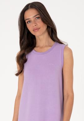 Kadın Lila Kolsuz Bisiklet Yaka Mini Boy Örme Elbise - 50305836025