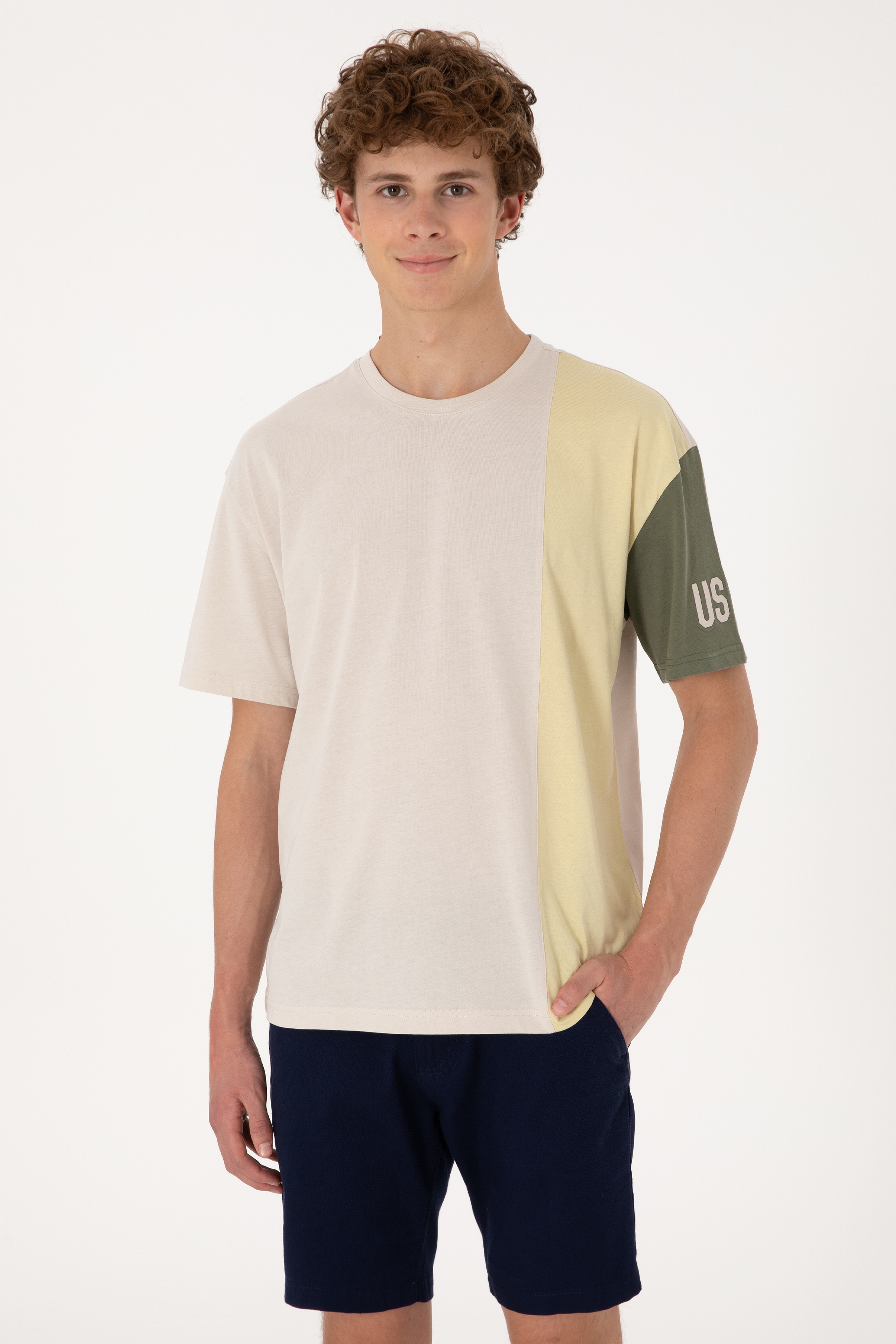 Erkek Comfort Fit Bisiklet Yaka Taş Tişört