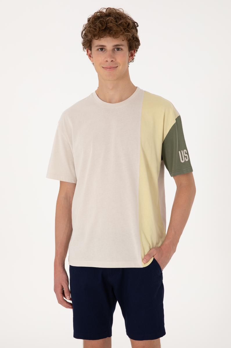 Erkek Comfort Fit Bisiklet Yaka Taş Tişört