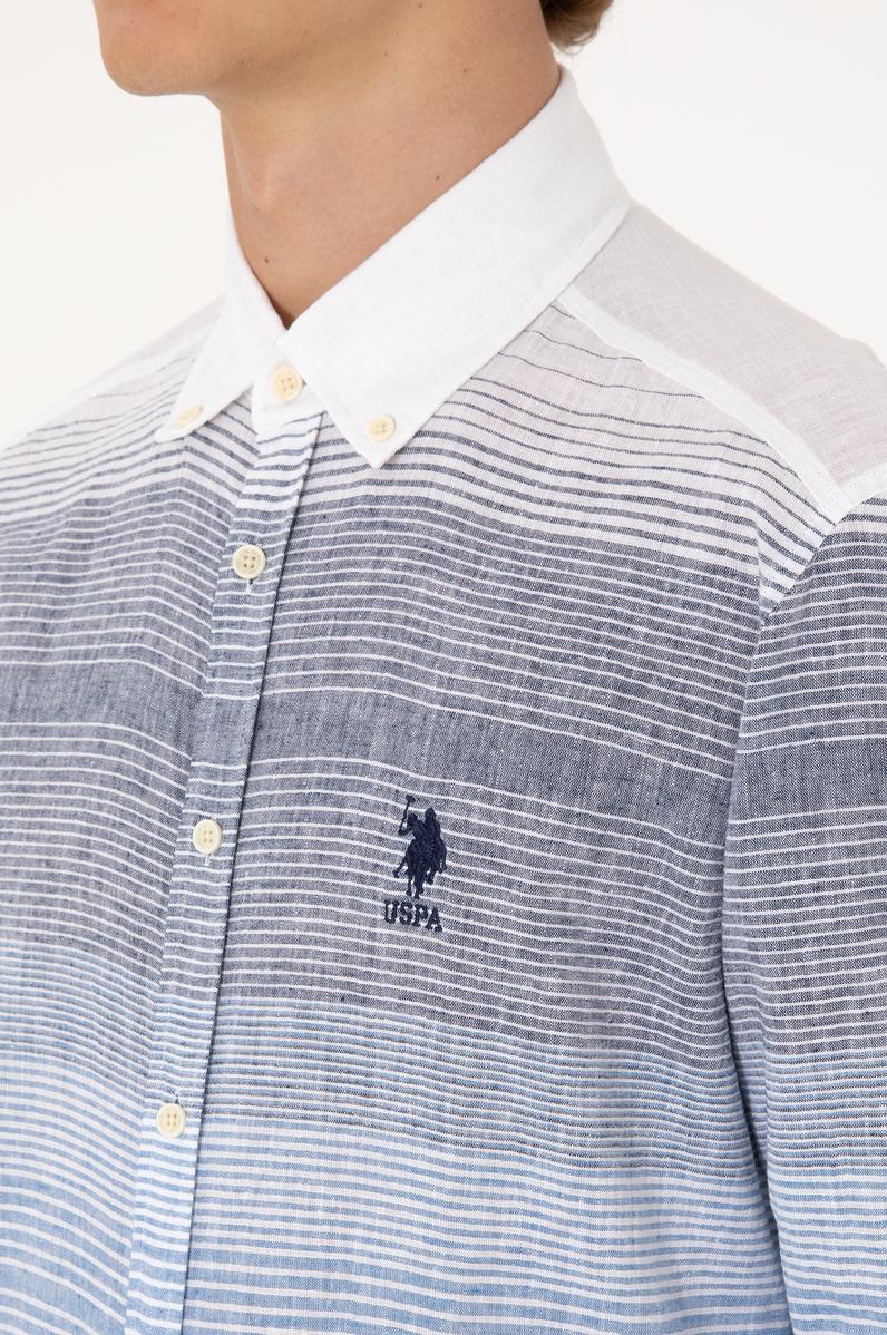 Erkek İndigo Uzun Kollu Gömlek