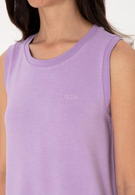 Kadın Lila Kolsuz Bisiklet Yaka Mini Boy Örme Elbise - 50305836025