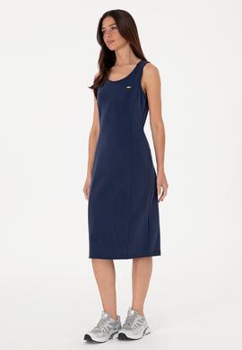 Kadın Lacivert Modal Karışımlı Bisiklet Yaka Midi Boy Örme Elbise - 50306720008