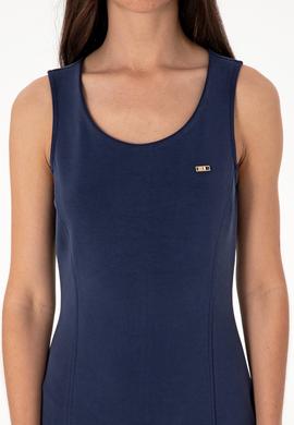 Kadın Lacivert Modal Karışımlı Bisiklet Yaka Midi Boy Örme Elbise - 50306720008