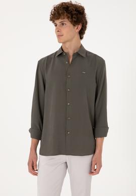 Erkek Koyu Haki Uzun Kollu Gömlek - 50300209015