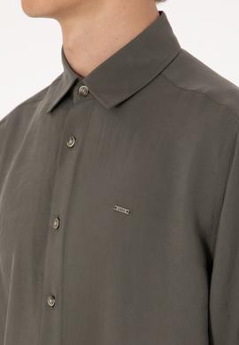 Erkek Koyu Haki Uzun Kollu Gömlek - 50300209015