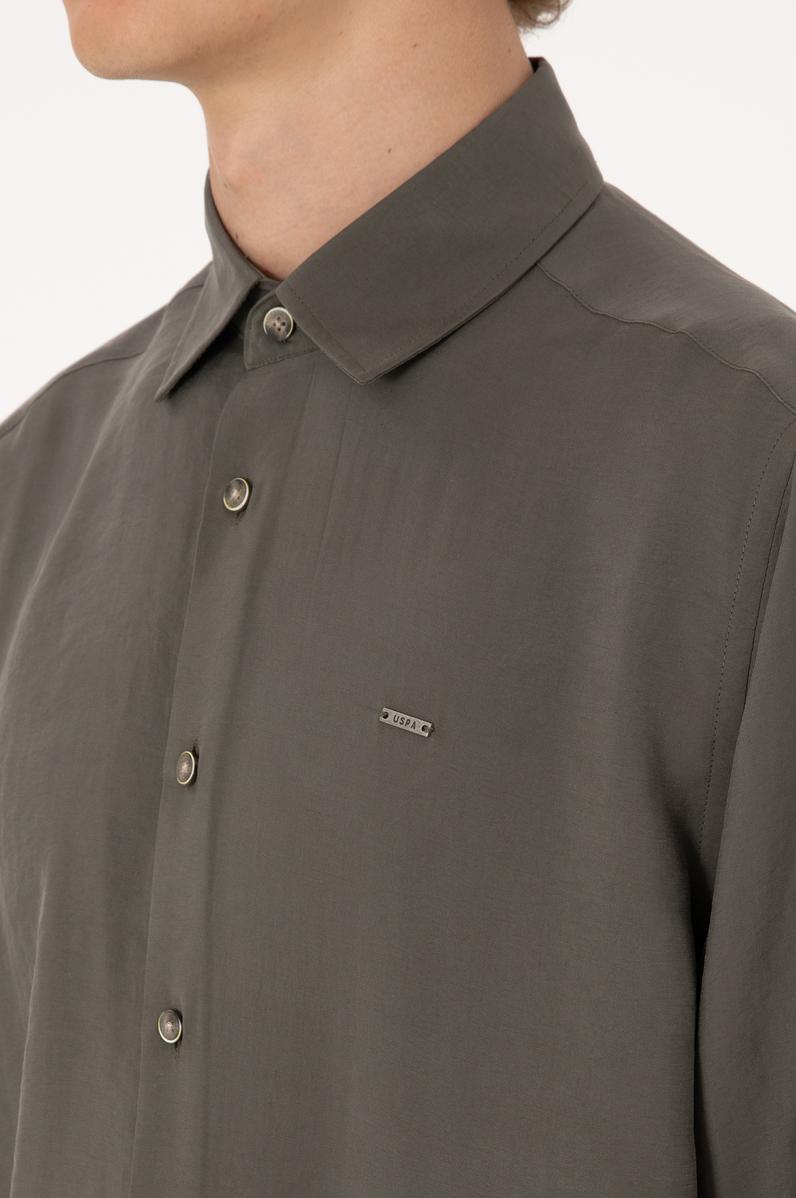Erkek Koyu Haki Uzun Kollu Gömlek