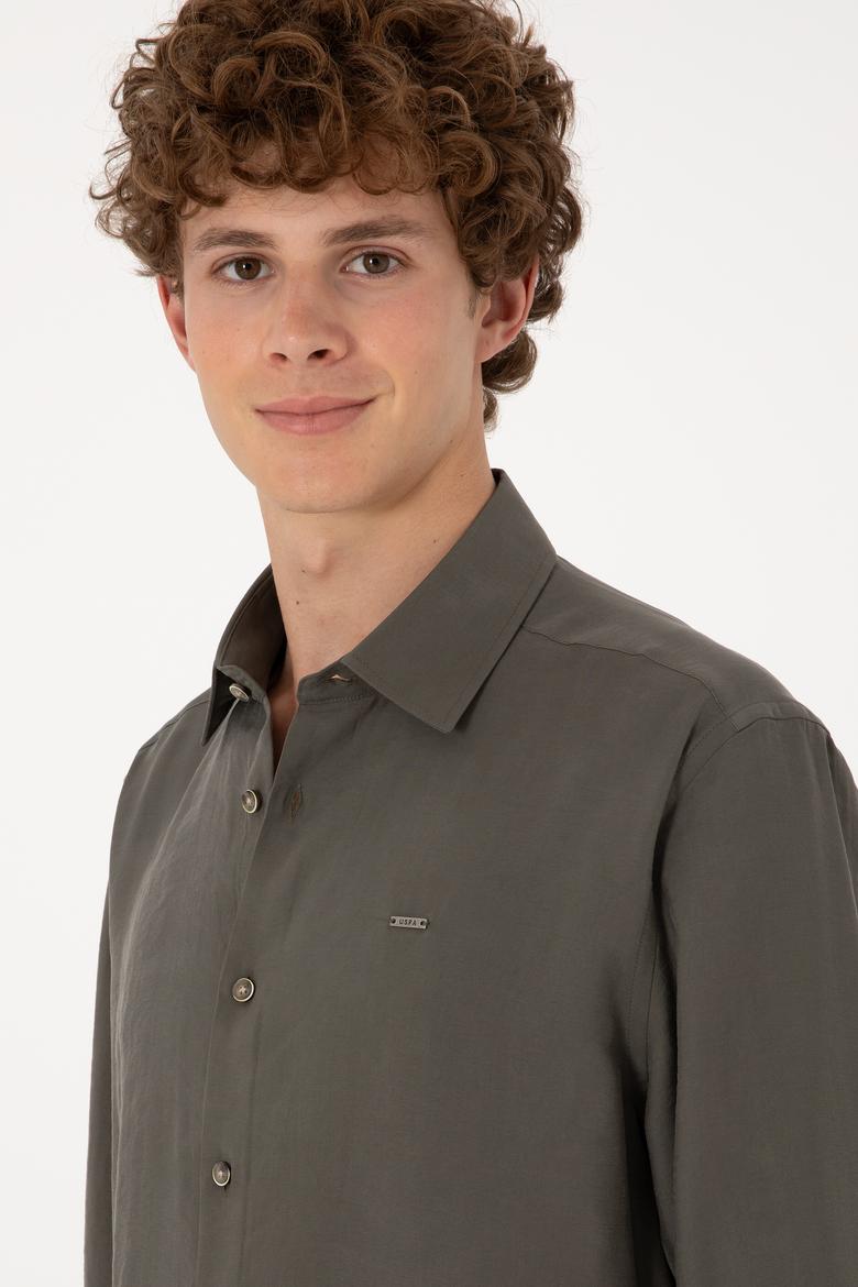 Erkek Koyu Haki Uzun Kollu Gömlek - 50300209015