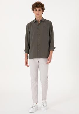 Erkek Koyu Haki Uzun Kollu Gömlek - 50300209015
