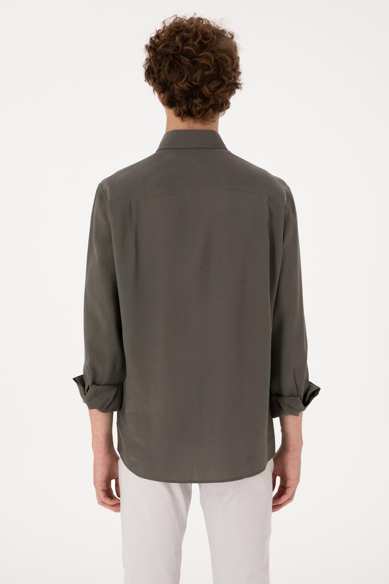 Erkek Koyu Haki Uzun Kollu Gömlek - 50300209015
