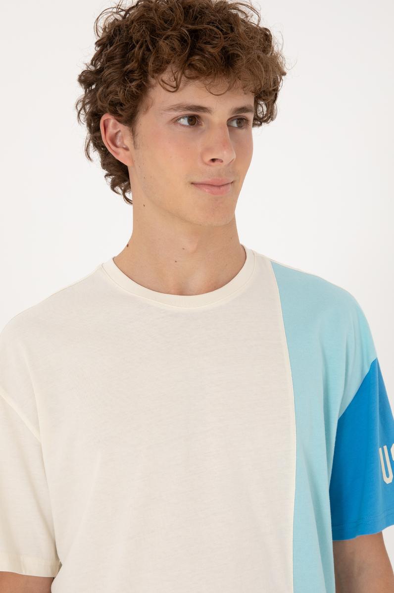 Erkek Comfort Fit Bisiklet Yaka Ekru Tişört