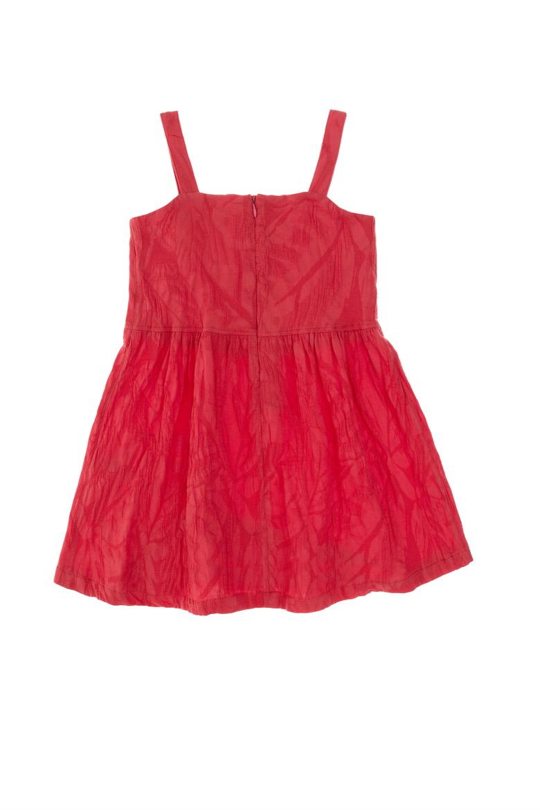 Kız Çocuk Vişne Askılı Çiçek İşlemeli Dokuma Elbise - 50308120004