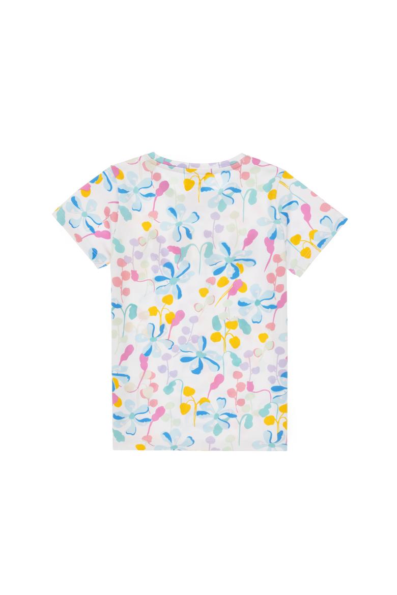 Kız Çocuk Beyaz Çiçek Baskılı Payet Detaylı Tişört - 50300964001
