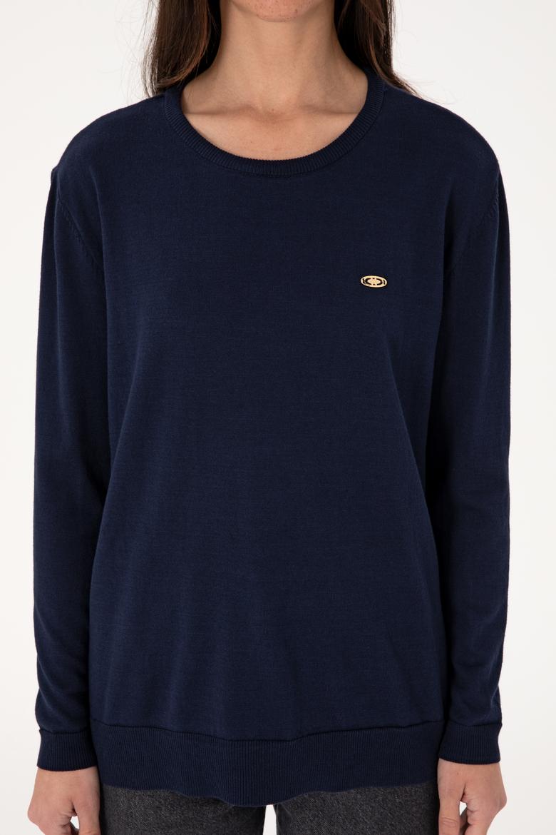 Kadın Lacivert Bisiklet Yaka Basic Kazak - 50288951005