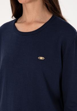 Kadın Lacivert Bisiklet Yaka Basic Kazak - 50288951005