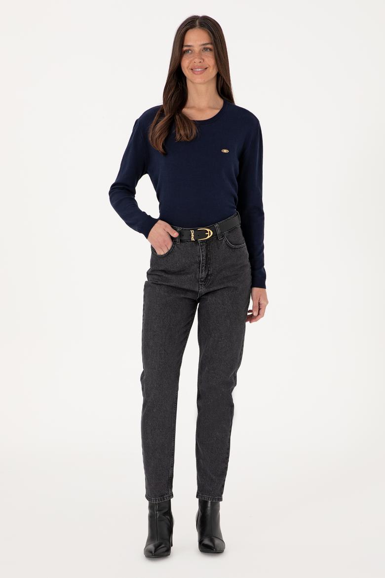 Kadın Lacivert Bisiklet Yaka Basic Kazak - 50288951005