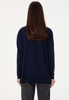 Kadın Lacivert Bisiklet Yaka Basic Kazak - 50288951005