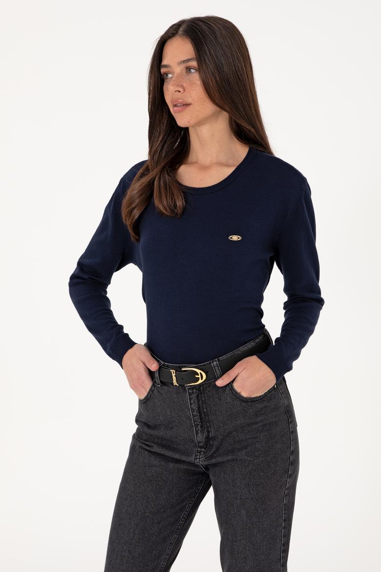 Kadın Lacivert Bisiklet Yaka Basic Kazak - 50288951005