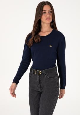 Kadın Lacivert Bisiklet Yaka Basic Kazak - 50288951005