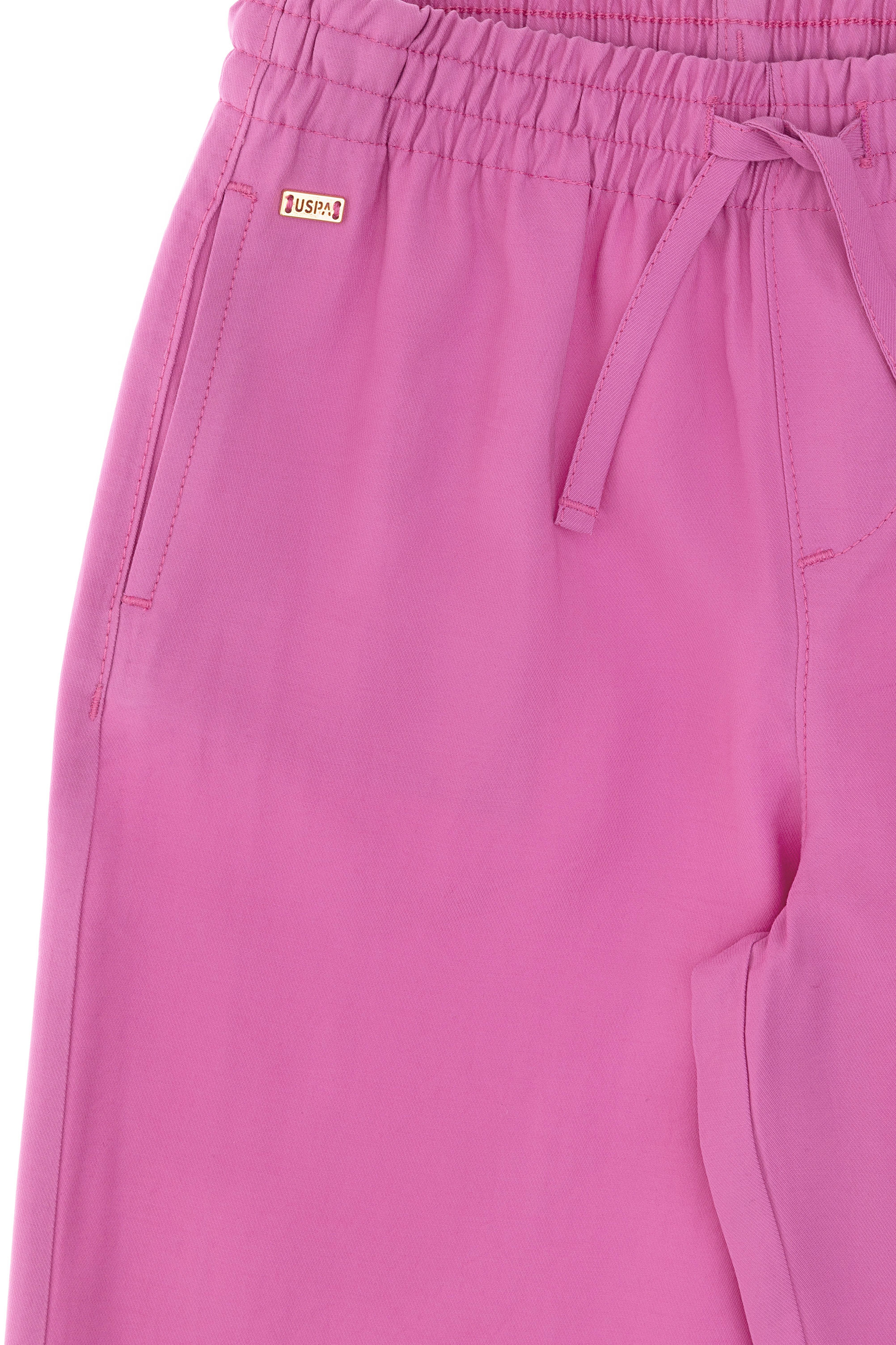 Kız Çocuk Fuşya Loose Fit Modal Karışımlı Kanvas Pantolon