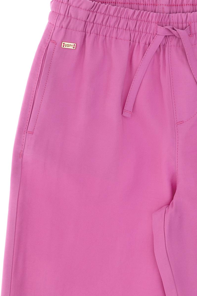 Kız Çocuk Fuşya Loose Fit Modal Karışımlı Kanvas Pantolon