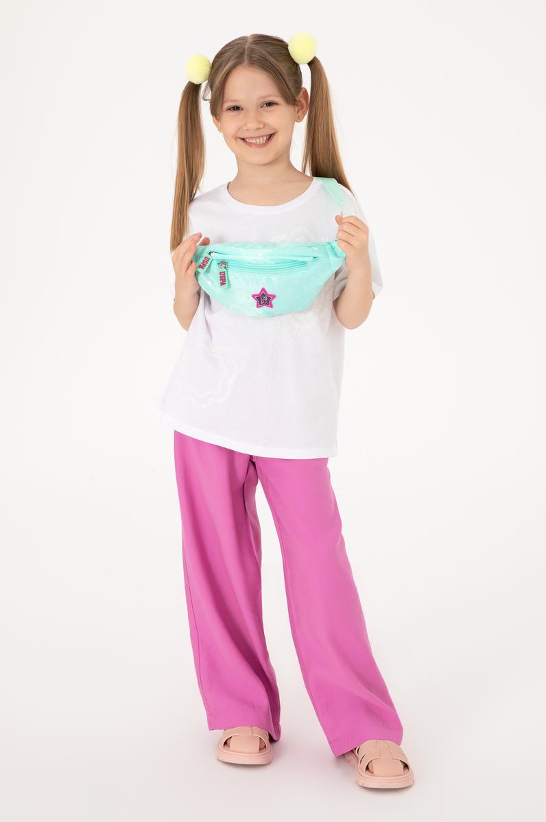 Kız Çocuk Fuşya Loose Fit Modal Karışımlı Kanvas Pantolon