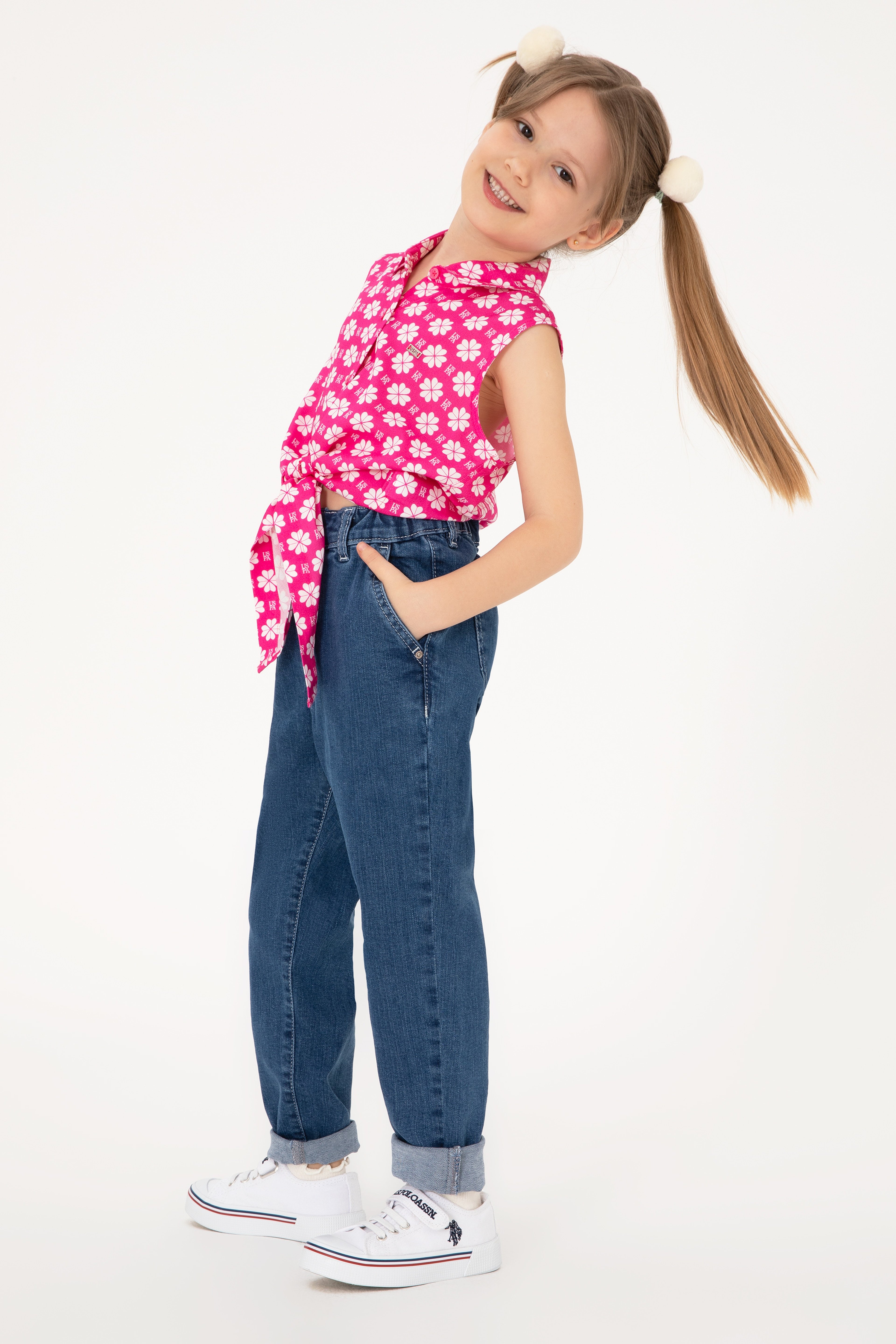Kız Çocuk Açık Mavi Carrot Fit Jean Pantolon