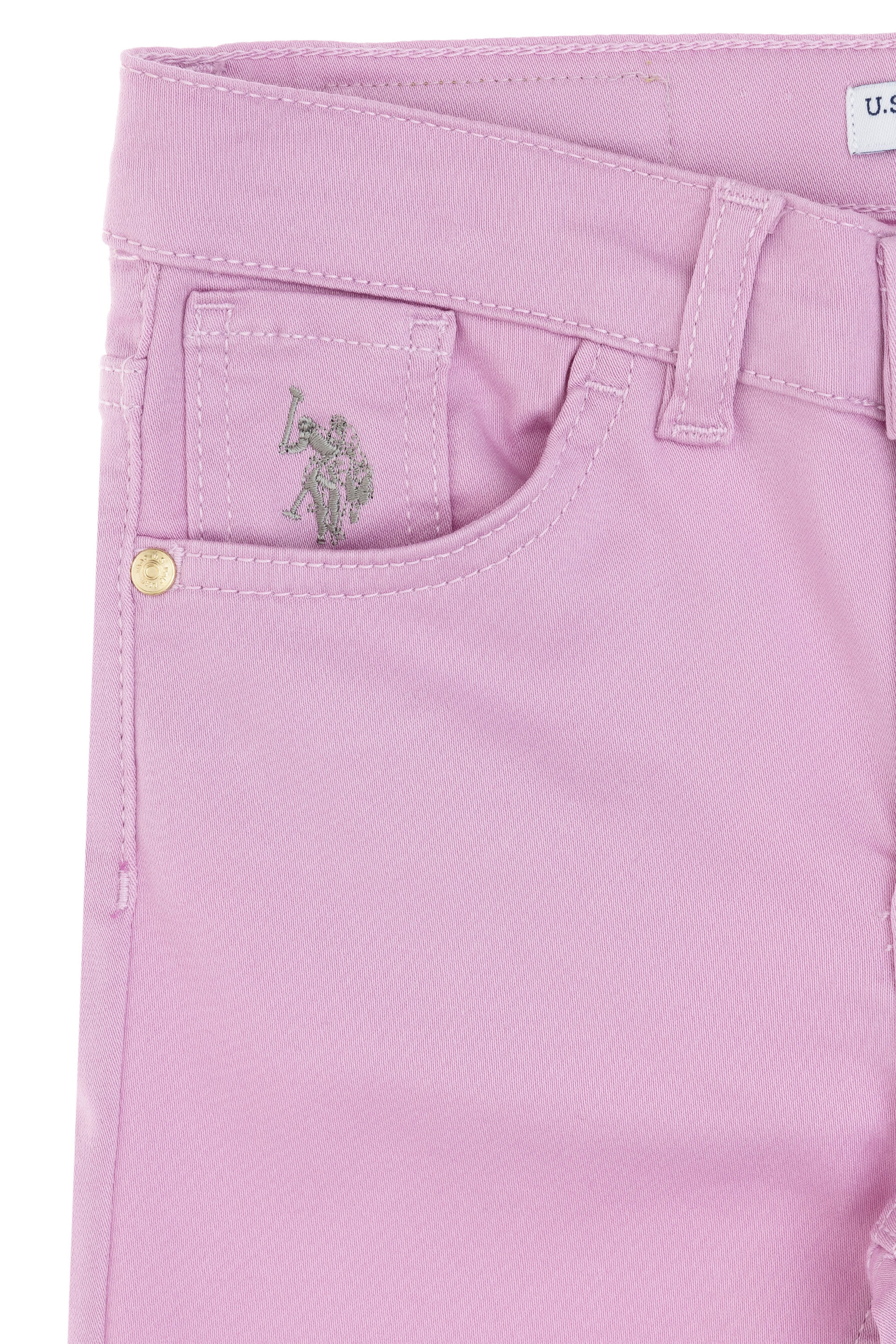 Kız Çocuk Pembe Toothpick Fit Kanvas Pantolon