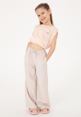 Kız Çocuk Bej Loose Fit Modal Karışımlı Kanvas Pantolon - 50309120011