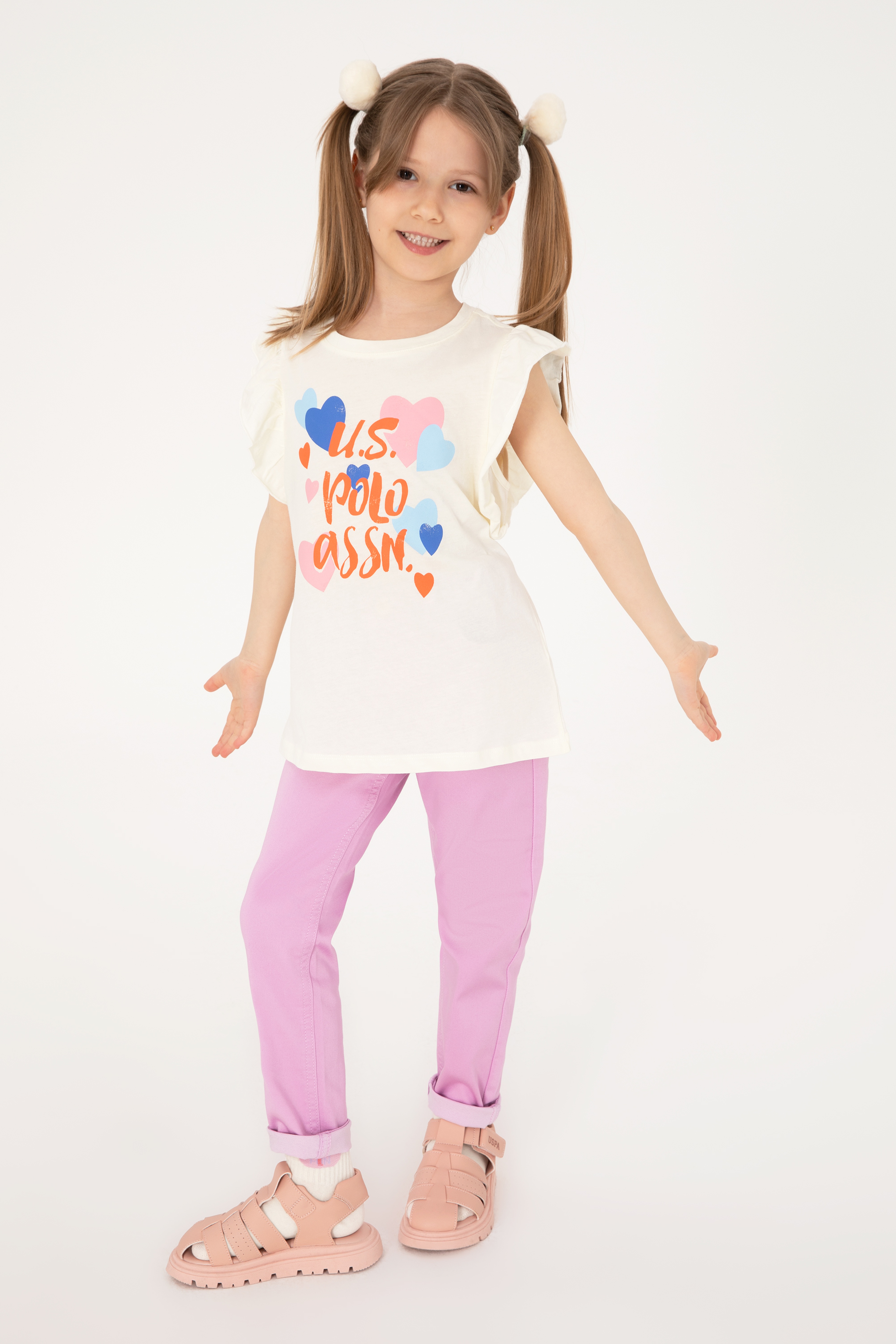 Kız Çocuk Pembe Toothpick Fit Kanvas Pantolon - Image 2